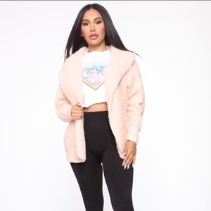 Fashion Nova Light Pink Fluffy/Plush Jacket